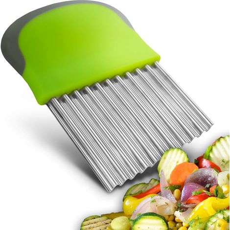 Couteau à légumes ondulé en acier inoxydable, lame dentelée pour découpe décorative de fruits et légumes (1/5)