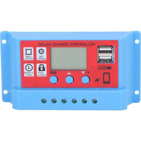 Contrôleur de Charge de panneau solaire 12V/24V, chargeur photovoltaïque PWM à 3 étages, affichage LCD 10A (1/5)