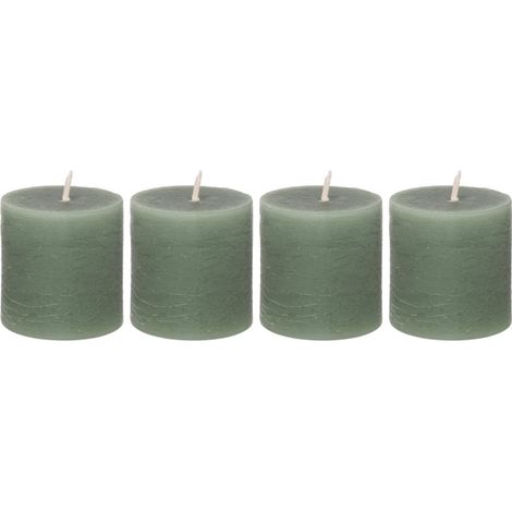 Lot de 4 Bougies Votives "Rustic" 4,5cm Vert Eucalyptus