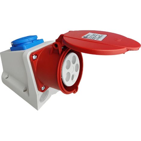 Presa a muro combinata 32A 5P CEE 400V + Schuko 230V IP44 con messa a terra (1/5)