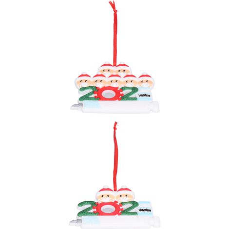 Lot de 2 décorations de Noël personnalisées sur le thème des vaccins 2021, à suspendre au sapin pour les amis et la famille (pour deux personnes et sept enfants). (1/5)