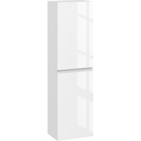 Meuble colonne rangement salle de bain style contemporain 2 placards étagères réglables 35 x 25 x 120 cm blanc laqué (1/5)