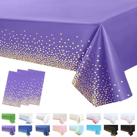 3 Pièces Nappe de Fête Lilas, Nappe en Plastique 137x274cm Couverture de Table de Confettis à Pois Gold Nappe de Table de Fête Rectangulaire pour Décorations d'anniversaire Mariage Noël Halloween (1/5)
