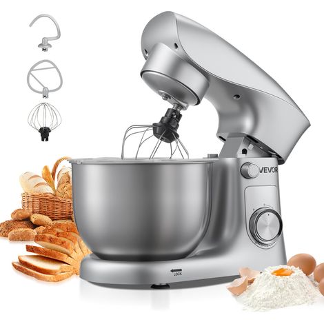 Robot Pâtissier 4,2 L, Batteur sur Socle 1500 W, Mixeur à Pâte 10 Vitesses et Fonction Pulse, Bol en Inox, Tête Inclinable, avec Crochet Pétrisseur, Fouet et Batteur, pour Mélange Pétrissage (1/5)