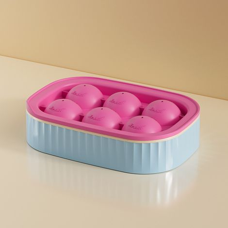 Silikon-Eiswürfelform für Kugeln – 6 wiederverwendbare Eiskugeln für Whisky, Cocktails und Bar – Leicht zu entformen, Rosa-lsw (1/2)