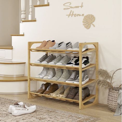 Range-chaussures en bambou 76 x 33 x 67 cm naturel, gain de place pour entrée FLORAGRACE (1/5)