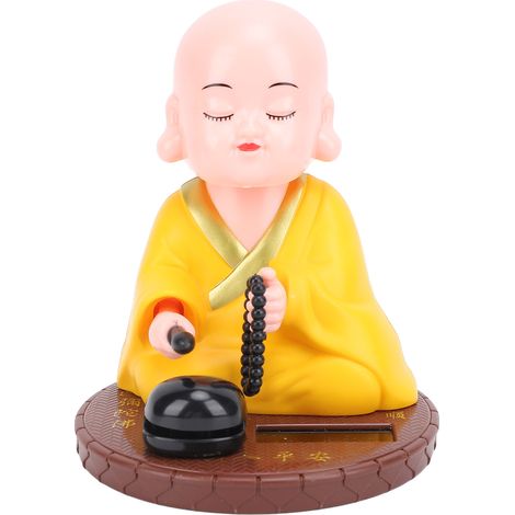 Ortviai Figurine Bouddhiste Solaire Jaune avec Nodulation Automatique et Coup de Poisson en Bois – Déco Bureau & Tableau de Bord (1/5)