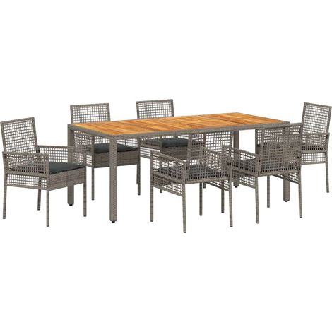 Maison Exclusive - Garten Essgruppe 7 pcs Grau Poly-Rattan