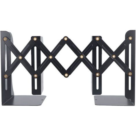 Support de livres rétractable design mince et simple, en métal noir pour bureau, maison, étude ou bureau, maintien de livres élégant. (1/5)
