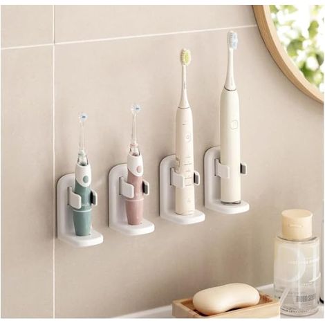 Porte Brosse à Dents Electrique sans PerçAge Lot de 4 D'évacuation  Support Brosse a Dent Electrique, Rangement Brosse a Dent Matériau ABS Robuste (1/5)