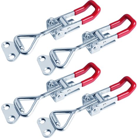 Loquet à Bascule en Métal, 4 pcs Pince à Loquet Bascule Loquet Porte Métal Sauterelles de Serrage Sauterelles Bascule Pince Fermoir Attache Rapide,pour Portes, Armoires, Valises 180KG (1/5)
