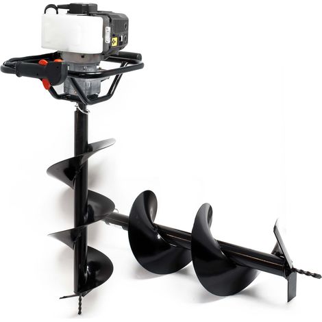 Wiltec Set Erdlochbohrer mit 1,4kW und 52cm³ Benzinmotor, inklusive 250mm und 300mm Bohrschnecken