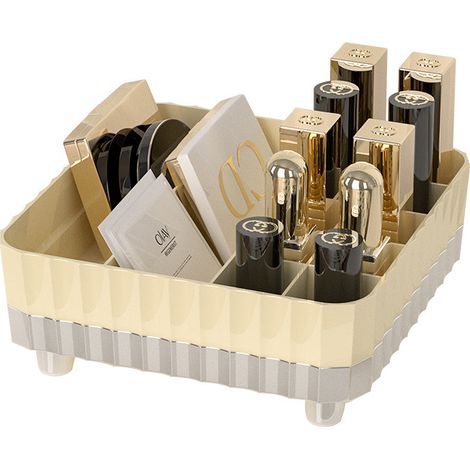 Lntyq Make-up-Organizer, separate Fächer, Lippenstift-Organizer, Lippenstift-Aufbewahrung, 12 Kosmetik-Aufbewahrungsfächer, geeignet für Lidschatten, Schmuck, milchig weiß (1/5)