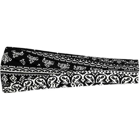 Bandeau bohème style boho à motif rétro, large bandeau, haute élasticité, absorbant la transpiration, imprimé-K (1/5)