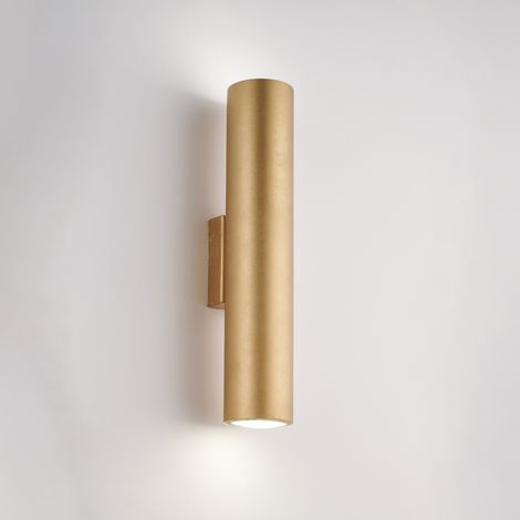 Applique in ferro laccato biancoGU10 con decorazione oro antico 2 luci H.30 - L.8 - P.6
