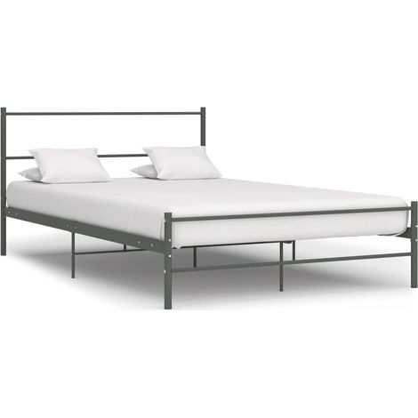 Lit métal gris Binder 140x200 cm (1/5)