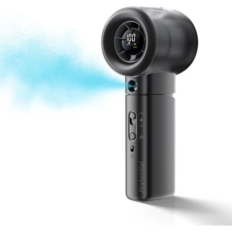 Ventilateur Turbo Portable Brumisateur, Ventilateur à Main avec Pulvérisation de Brume, Vitesse 1 à 100, Ventilateurs de Poche USB Rechargeable, Petit Ventilateurs pour Extérieur, Voyage, Noir