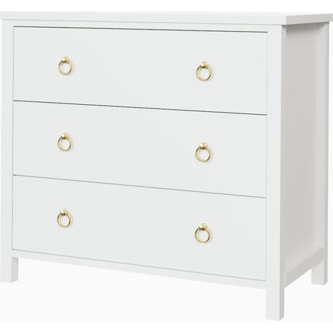 Commode avec 3 tiroirs, blanc, armoire de rangement, table d'appoint moderne pour chambre à coucher, salon, couloir et bureau à domicile, 80 x 40 x 74 cm (1/5)