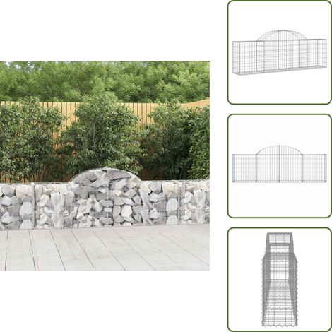 Gabione mit Hochbogen 200x30x60/80 cm Verzinktes Eisen - Gabionenkorb - Gabionenwand - Gartendekoration - Gartenzubehör - Zaun (1/5)