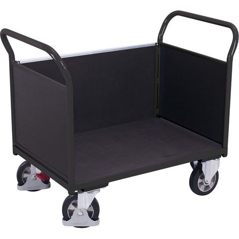 VARIOfit Dreiwandwagen mit Siebdruckplatte 1000kg Tragkraft 995x665mm Anthrazitgrau RAL 7016