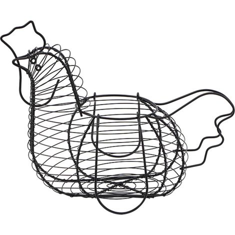 Panier à Oufs En Métal, Panier Rangement pour Oufs En Fil Chromé En Forme de Poulet En Métal Panier de Plats Alimentaires Couchette Décor Polyvalent de Stockage D'oeuf Organisateur de Fruits pour La