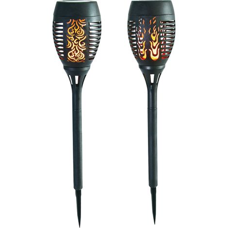 Solar Gartenfackel Rattanoptik Gartenlampe Gartenlaterne Solarleuchte Solarlampe