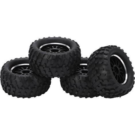 Stück 82-mm-Gummireifen (vorne und hinten) und 12-Speichen-Felgen für Wltoys 144001 1/14 RC-Offroad-Auto (1/5)
