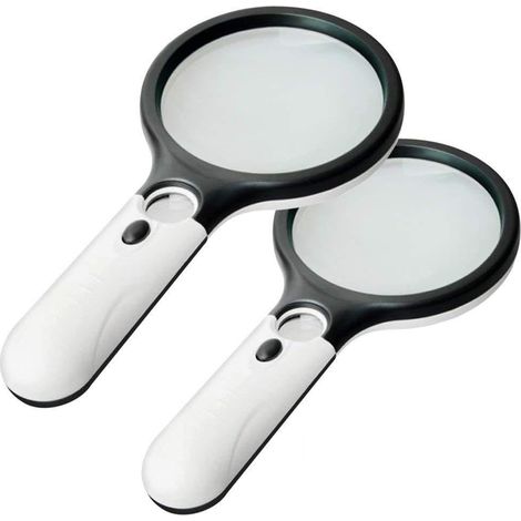 2 binocoli portatili 3X/45X con 3 luci LED - Lenti d'ingrandimento per gioielli e lenti d'ingrandimento per la lettura (1/4)