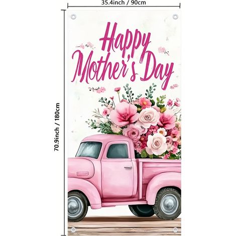 Décoration florale tulipe pour la fête des mères - Rideau de porte extérieur - 90 x 180 cm - 1 pièce