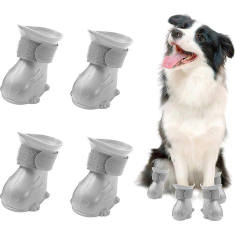 Lot de 4 bottes pour chien imperméables, protection des pattes, chaussures antidérapantes en silicone imperméables