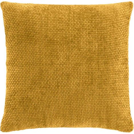 Housse de Coussin en Velours Chenille "Leo" 40x40cm Ocre (1/3)