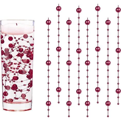 20 x Water Beads Floating Water Pearls Artificial Beads Floating Candle, for Centerpieces, Decorations, Pearl Vases, Fillers, Weddings, Parties, Christmas Trees, Decorations, Burgundy (1/5)