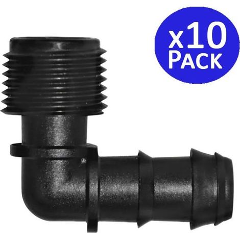 Lot de 10 Coude pour arrosage goutte a goute 16mm x 1/2''