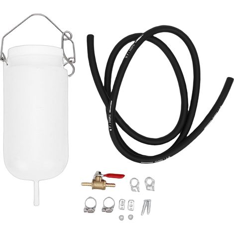 Réservoir de carburant auxiliaire de moto 1 L Kit d'outils de réparation de réservoir de gaz universel avec valve de coupure de tuyau pour vélos de saleté Cruiser Touring (1/5)
