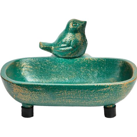 Porte-savon oiseau en fonte robuste Finition vert antique Décoratif et pratique pour la cuisine, la salle de bain et la table (1/5)