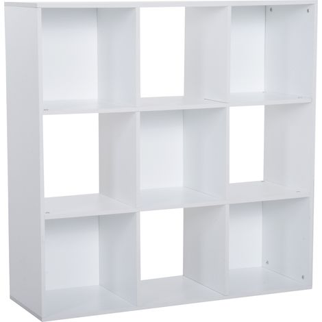 3-tier 9 Cubes Storage Unit Particle Board Cupboard Bookcase Organiser Home Office Shelves, White