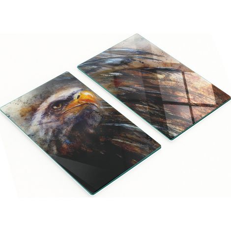 Set Küchenbretter aus gehärtetem Glas mit Adlermotiv, 2 x 30 x 52 cm (1/5)