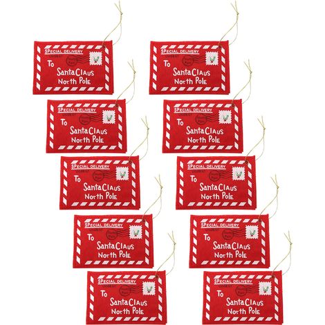Lot de 10 enveloppes de Noël en tissu non tissé, petites enveloppes festives rouges pour cartes cadeaux, décoration de sapin, argent et petits présents. (1/5)