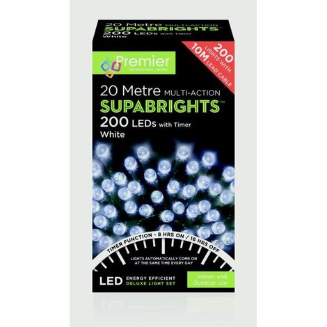 Premier Supabrights Christmas Tree Fairy Lights - 200 Led - Cool White (1/5)
