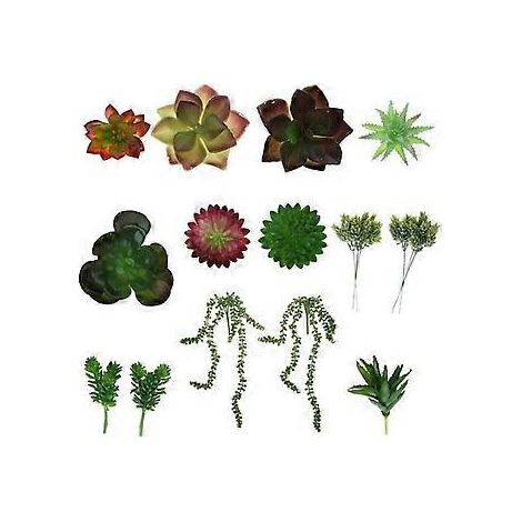 16 plantes succulentes artificielles réalistes, fausses fleurs vertes pour la décoration de jardin