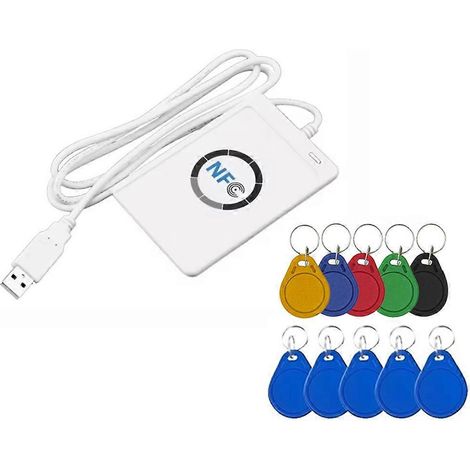 ACR122U RFID-Lesegerät, IC-Kartenkopierer + 5 wiederbeschreibbare UID/CUID-Schlüsselanhänger (1/5)