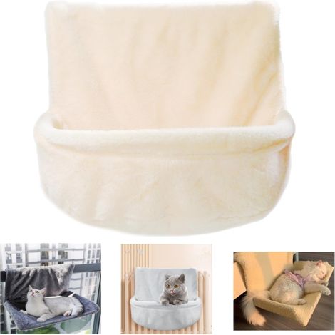 1 Lit Radiateur Pour Chat, Pliable, Tissu Peluche Doux, Hamac Chauffant, Gris Beige, Petit Animal (1/5)