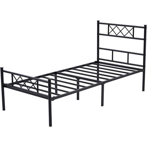 Metal Bed Frame w/Cross-design Headboard, Footboard and Underbed Storage Space FELIX SINGE (1/5)