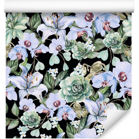 Papel pintado con diseño de orquídeas naturales para salón y dormitorio, 50x1000 cm. (1/5)