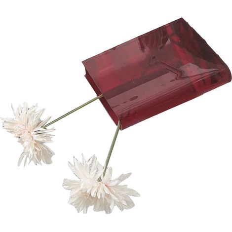Vase en forme de livre pour fleurs - Décoration esthétique pour la chambre - Style artistique et culturel - Vase décoratif en forme de livre pour la maison, la chambre ou le bureau - Rouge (caractères