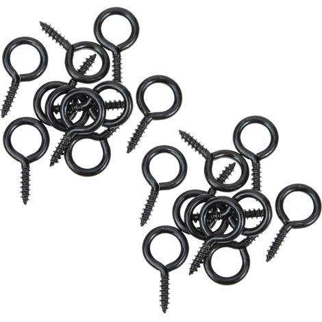 30 crochets à œillet fer noir pour fixation et mur/plafond (1/5)