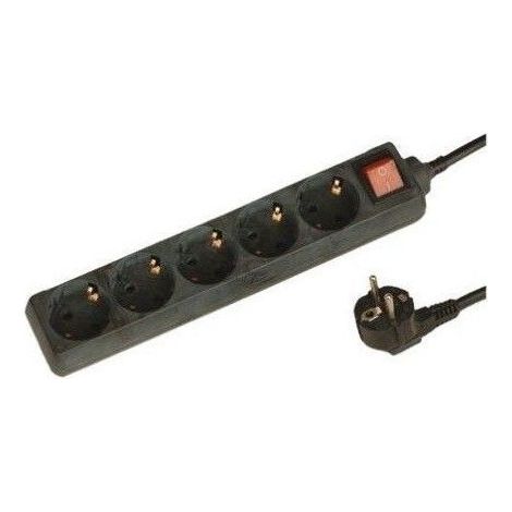 Schwarzer Mehrfachsockel mit 5 Steckern und Schalter 1,5 m Kabel GSC 0000029