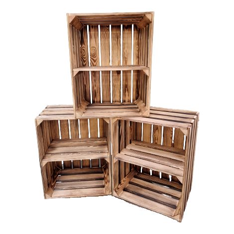 Coffret en bois naturel 50x40x30 avec étagère courte – Pour rangement en intérieur et extérieur – Bois brut sec cuit au feu