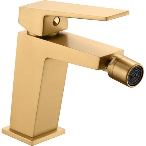 Mice - Rubinetto monocomando bidet - Miscelatore bagno WC - Rubinetti bagno per acqua calda/fredda - Colore Oro Spazzolato - BDAR025-2OC (1/2)
