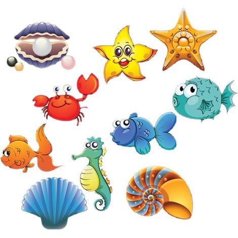 Slip PVC Bathtub Stickers Durable Sea Creature Design Medium (1/5)